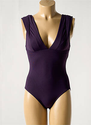 Maillot de bain 1 pièce effet matière satinée haut triangles violet IODUS femme