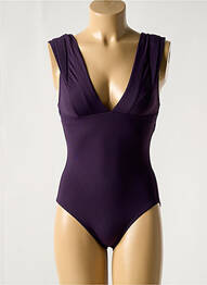 Maillot de bain 1 pièce effet matière satinée haut triangles violet IODUS femme