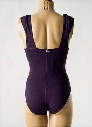 Maillot de bain 1 pièce effet matière satinée haut triangles violet IODUS femme