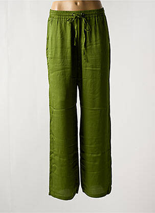 Pantalon droit tissage crêpe taille normale vert IODUS femme