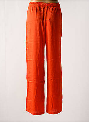Pantalon droit tissage crêpe taille normale orange IODUS femme