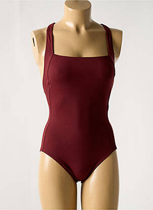 Maillot de bain 1 pièce effet matière satinée rouge IODUS femme