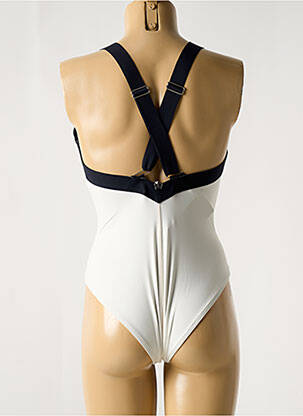 Maillot de bain 1 pièce effet matière satinée haut triangles beige IODUS femme