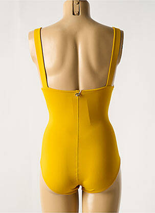 Maillot de bain 1 pièce effet matière satinée haut soutien-gorge avec mousse de rembourrage amovible jaune IODUS femme