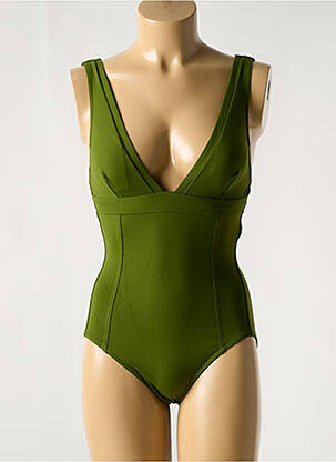 Maillot de bain 1 pièce effet matière satinée haut soutien-gorge avec mousse de rembourrage amovible vert IODUS femme