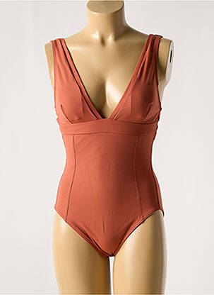 Maillot de bain 1 pièce effet matière satinée haut soutien-gorge avec mousse de rembourrage amovible orange IODUS femme