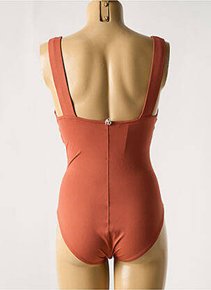 Maillot de bain 1 pièce effet matière satinée haut soutien-gorge avec mousse de rembourrage amovible orange IODUS femme