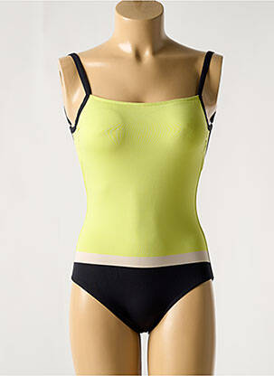 Maillot de bain 1 pièce effet matière satinée haut soutien-gorge avec mousse de rembourrage amovible vert IODUS femme