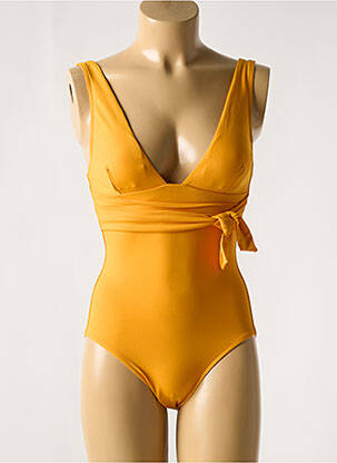 Maillot de bain 1 pièce effet matière satinée haut soutien-gorge avec mousse de rembourrage amovible orange IODUS femme