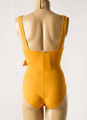 Maillot de bain 1 pièce effet matière satinée haut soutien-gorge avec mousse de rembourrage amovible orange IODUS femme