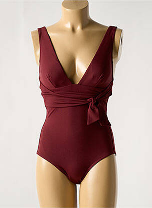 Maillot de bain 1 pièce effet matière satinée haut soutien-gorge avec mousse de rembourrage amovible rouge IODUS femme