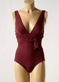 Maillot de bain 1 pièce effet matière satinée haut soutien-gorge avec mousse de rembourrage amovible rouge IODUS femme
