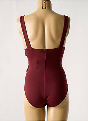 Maillot de bain 1 pièce effet matière satinée haut soutien-gorge avec mousse de rembourrage amovible rouge IODUS femme