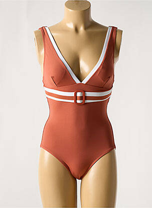 Maillot de bain 1 pièce stretch haut soutien-gorge avec mousse de rembourrage amovible orange IODUS femme