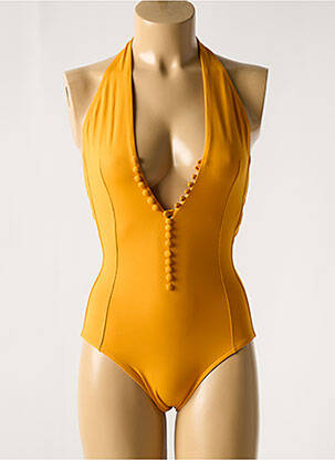 Maillot de bain 1 pièce stretch haut triangles orange IODUS femme