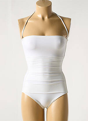 Maillot de bain 1 pièce bretelles élastiquées amovibles haut bandeau blanc IODUS femme