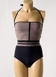 Maillot de bain 1 pièce bretelles élastiquées amovibles haut bandeau marron IODUS femme