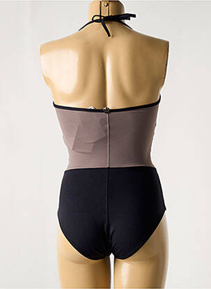 Maillot de bain 1 pièce bretelles élastiquées amovibles haut bandeau marron IODUS femme