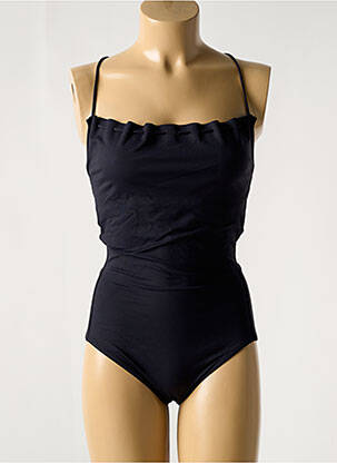 Maillot de bain 1 pièce effet matière satinée noir IODUS femme