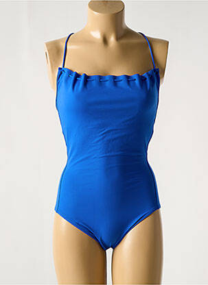 Maillot de bain 1 pièce effet matière satinée bleu IODUS femme