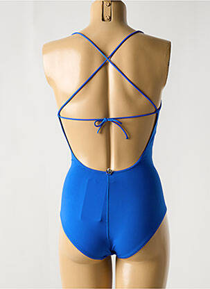 Maillot de bain 1 pièce effet matière satinée bleu IODUS femme