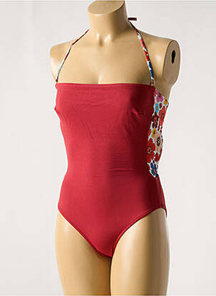 Maillot de bain 1 pièce bretelles élastiquées amovibles haut bandeau rouge BIKINI BAR femme