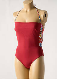 Maillot de bain 1 pièce bretelles élastiquées amovibles haut bandeau rouge BIKINI BAR femme