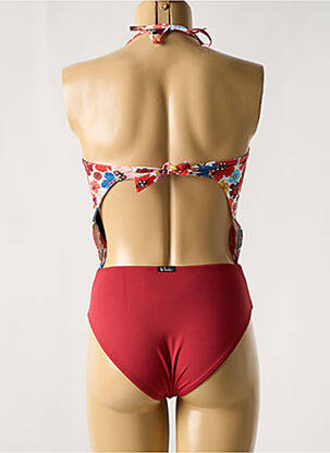 Maillot de bain 1 pièce bretelles élastiquées amovibles haut bandeau rouge BIKINI BAR femme
