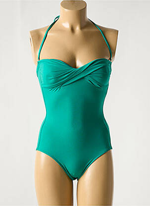 Maillot de bain 1 pièce bretelles élastiquées amovibles haut soutien-gorge moulé vert IODUS femme