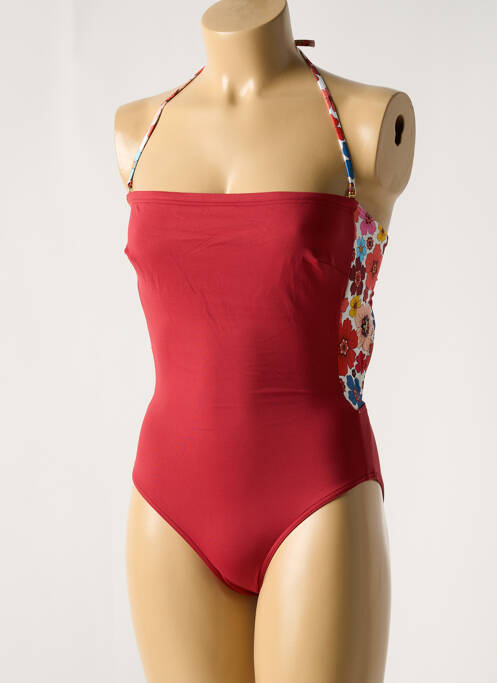 Maillot de bain 1 pièce bretelles élastiquées amovibles haut bandeau rouge BIKINI BAR femme