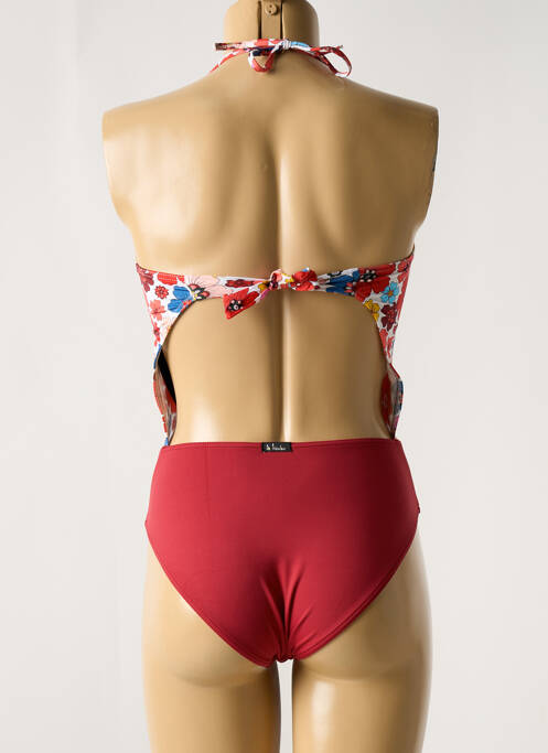 Maillot de bain 1 pièce bretelles élastiquées amovibles haut bandeau rouge BIKINI BAR femme