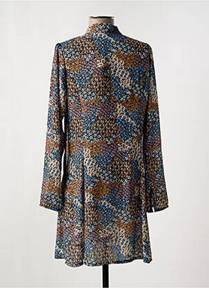 Robe courte coupe évasée manches longues bleu NEW LILY femme