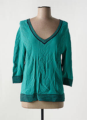 Pull coupe cintrée manches 3/4 bleu YUKA femme