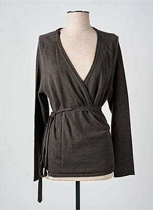 Gilet cache-cœur maille fine marron LE PETIT BAIGNEUR femme