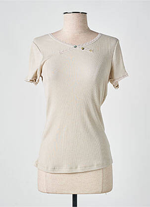 T-shirt stretch manches courtes beige VOODOO femme