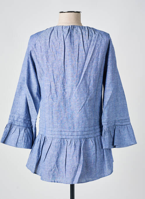 Blouse tissage popeline manches 3/4 bleu ALAN RED femme