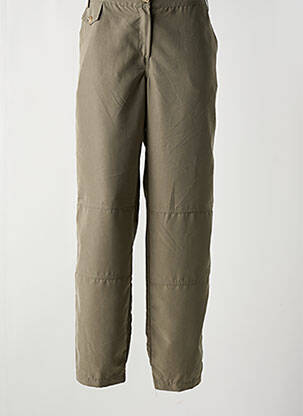 Pantalon droit tissage popeline taille normale vert ELEONORA AMADEI femme