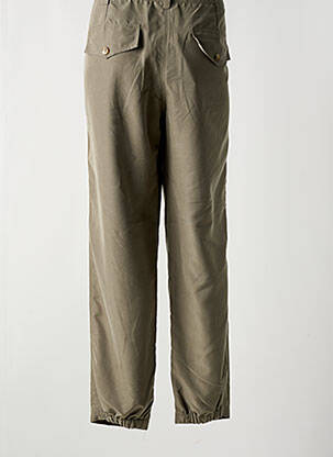 Pantalon droit tissage popeline taille normale vert ELEONORA AMADEI femme