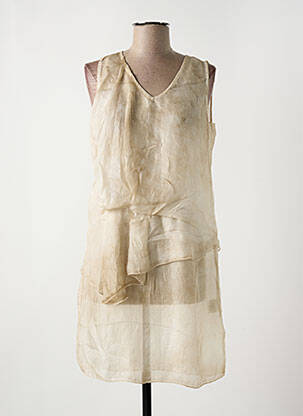 Top col v sans manche beige ELEONORA AMADEI femme