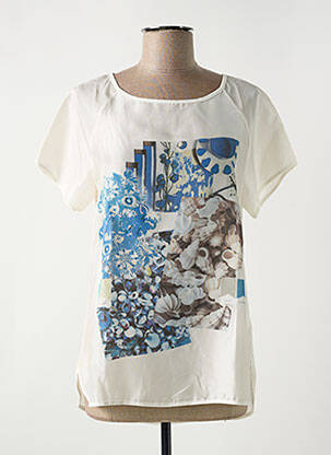 T-shirt sérigraphie floquée manches courtes blanc ELEONORA AMADEI femme