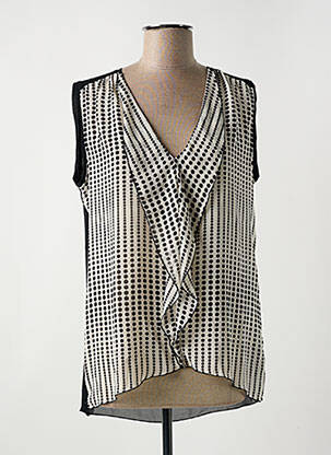 Blouse tissage popeline sans manche noir ELEONORA AMADEI femme