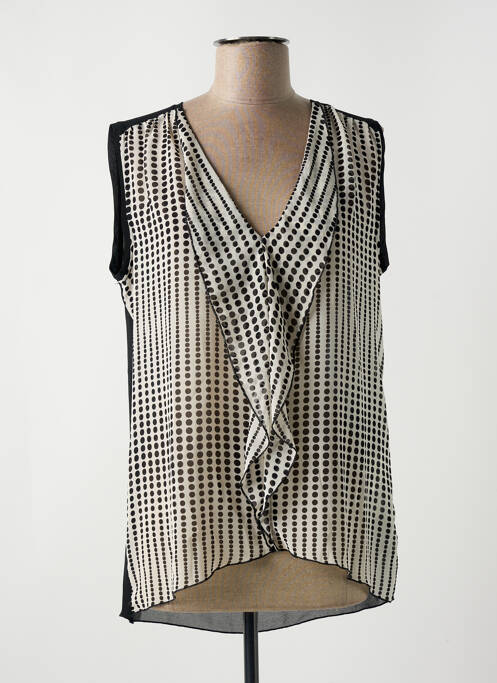 Blouse tissage popeline sans manche noir ELEONORA AMADEI femme