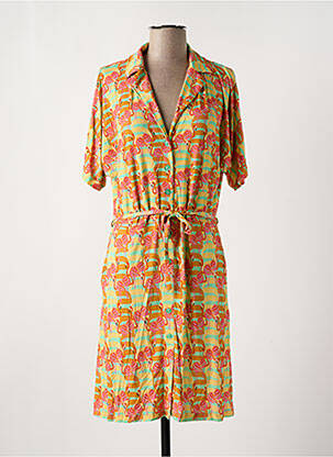Robe mi-longue imprimé fantaisie manches courtes orange BAKERY LADIES femme