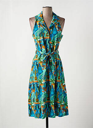 Robe mi-longue imprimé fantaisie sans manche bleu BAKERY LADIES femme