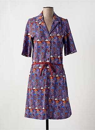 Robe mi-longue imprimé fantaisie manches courtes bleu BAKERY LADIES femme