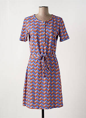 Robe mi-longue imprimé fantaisie manches courtes bleu BAKERY LADIES femme