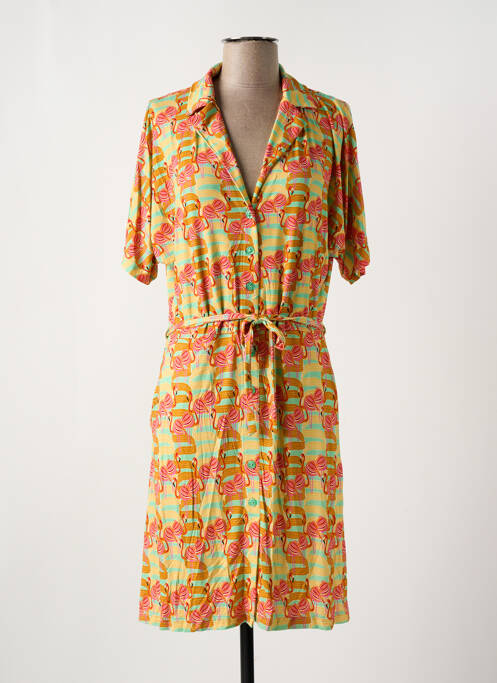 Robe mi-longue imprimé fantaisie manches courtes orange BAKERY LADIES femme
