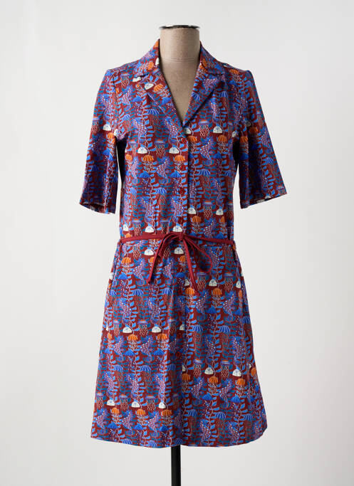 Robe mi-longue imprimé fantaisie manches courtes bleu BAKERY LADIES femme