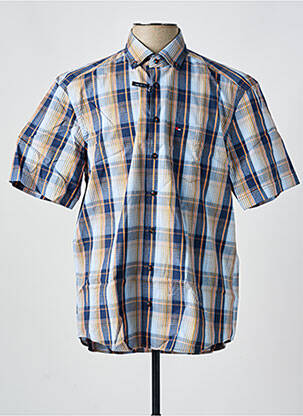 Chemise manches courtes imprimé carreaux bleu JUPITER homme
