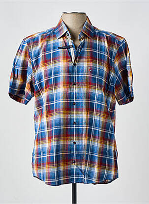 Chemise manches courtes imprimé carreaux bleu JUPITER homme